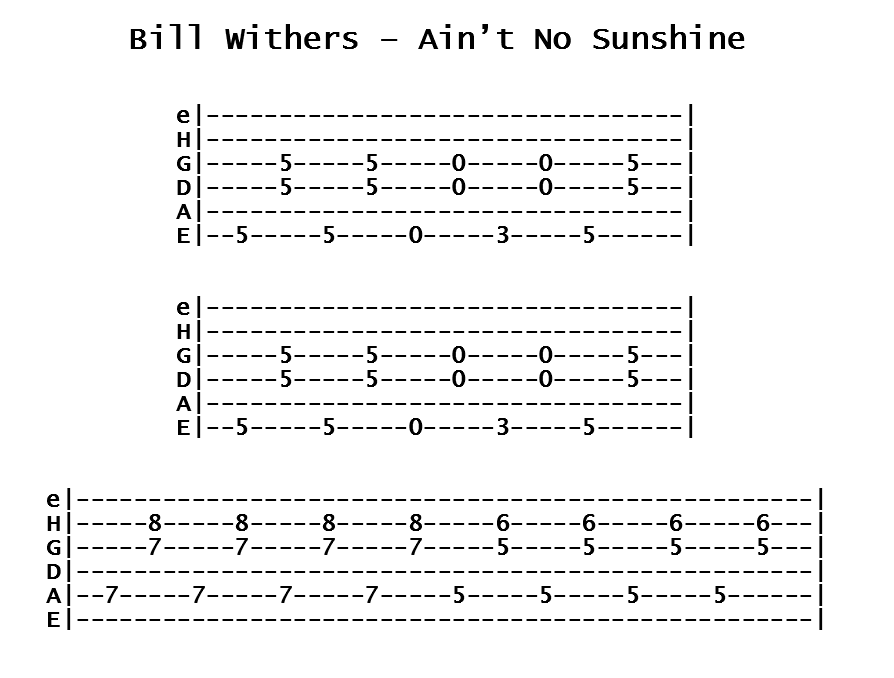Bill Withers - Ain't No Sunshine (Tab)