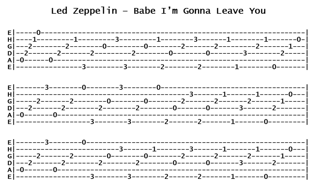 Led Zeppelin - Babe I'm Gonna Leave You (Tab)