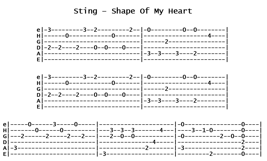 Sting - Shape Of My Heart (Tab)