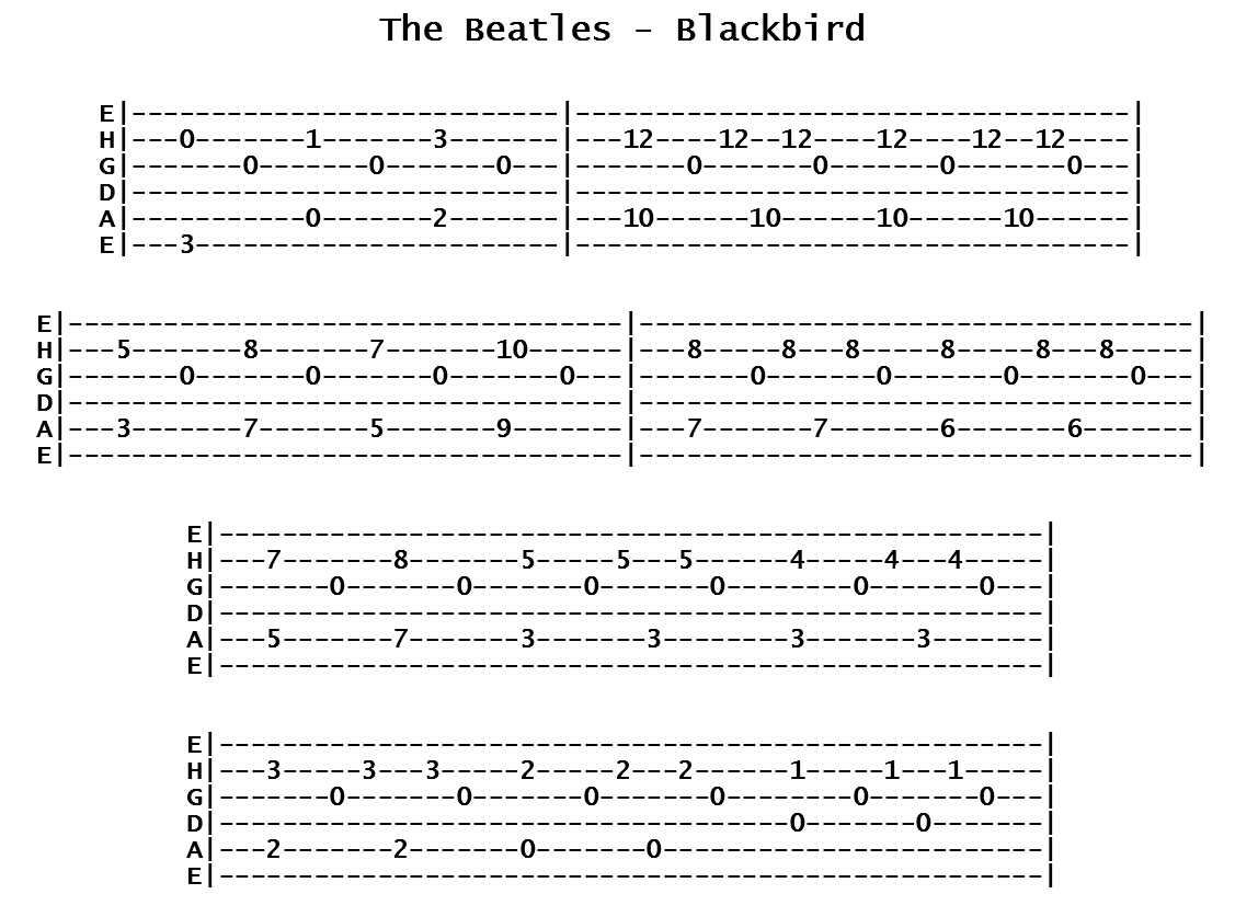 The Beatles - Blackbird (Tab)