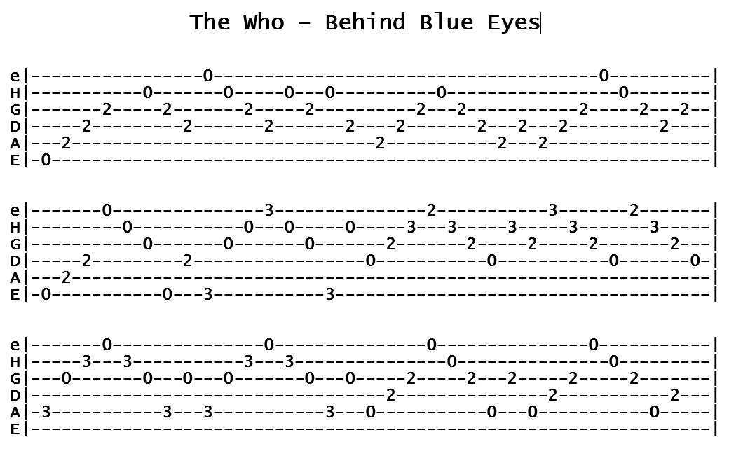 The Who - Behind Blue Eyes (Tab)
