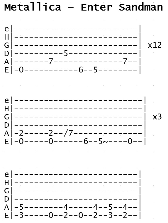 Metallica - Enter Sandman (Tab)