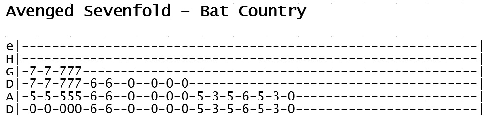 Avenged Sevenfold - Bat Country (Tab)