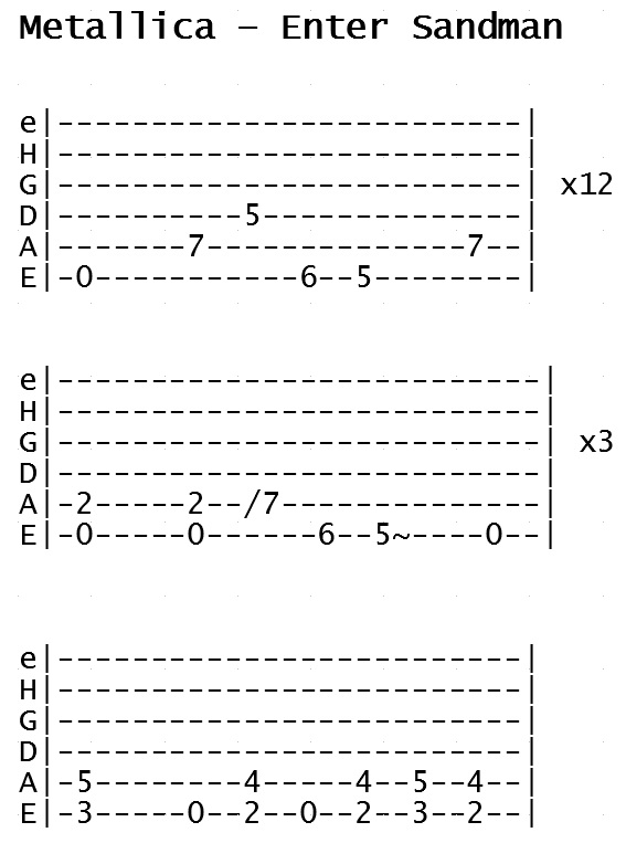 Metallica - Enter Sandman (Tab)