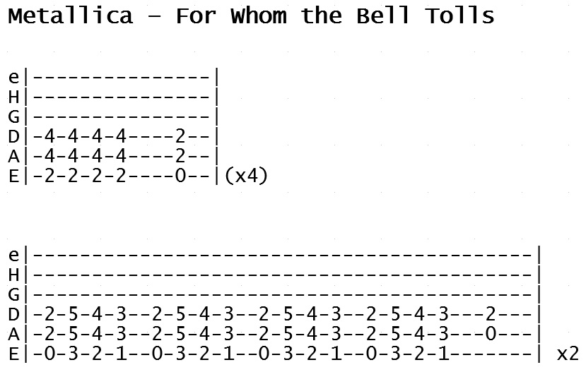 Metallica - For Whom the Bell Tolls (Tab)