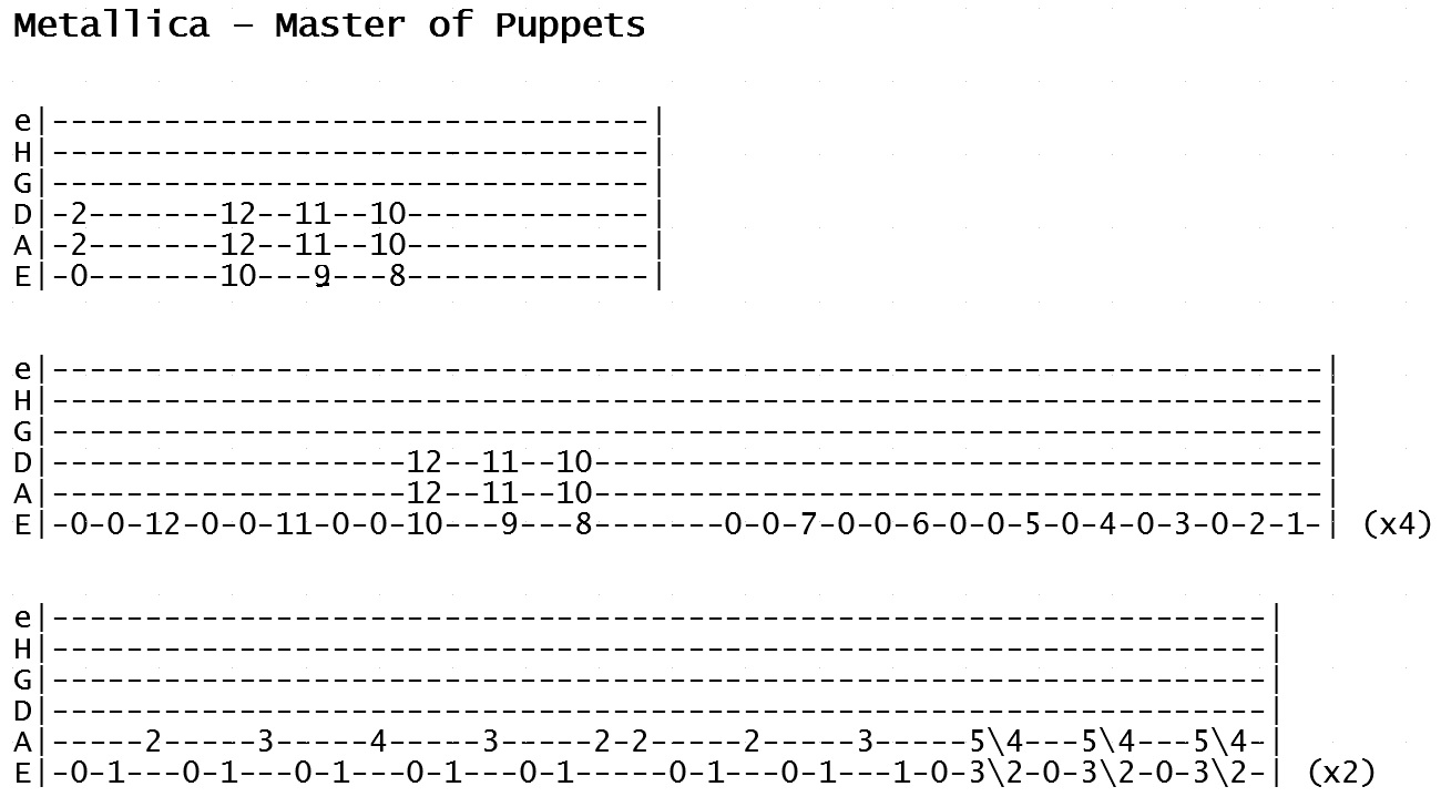 Metallica - Master of Puppets (Tab)