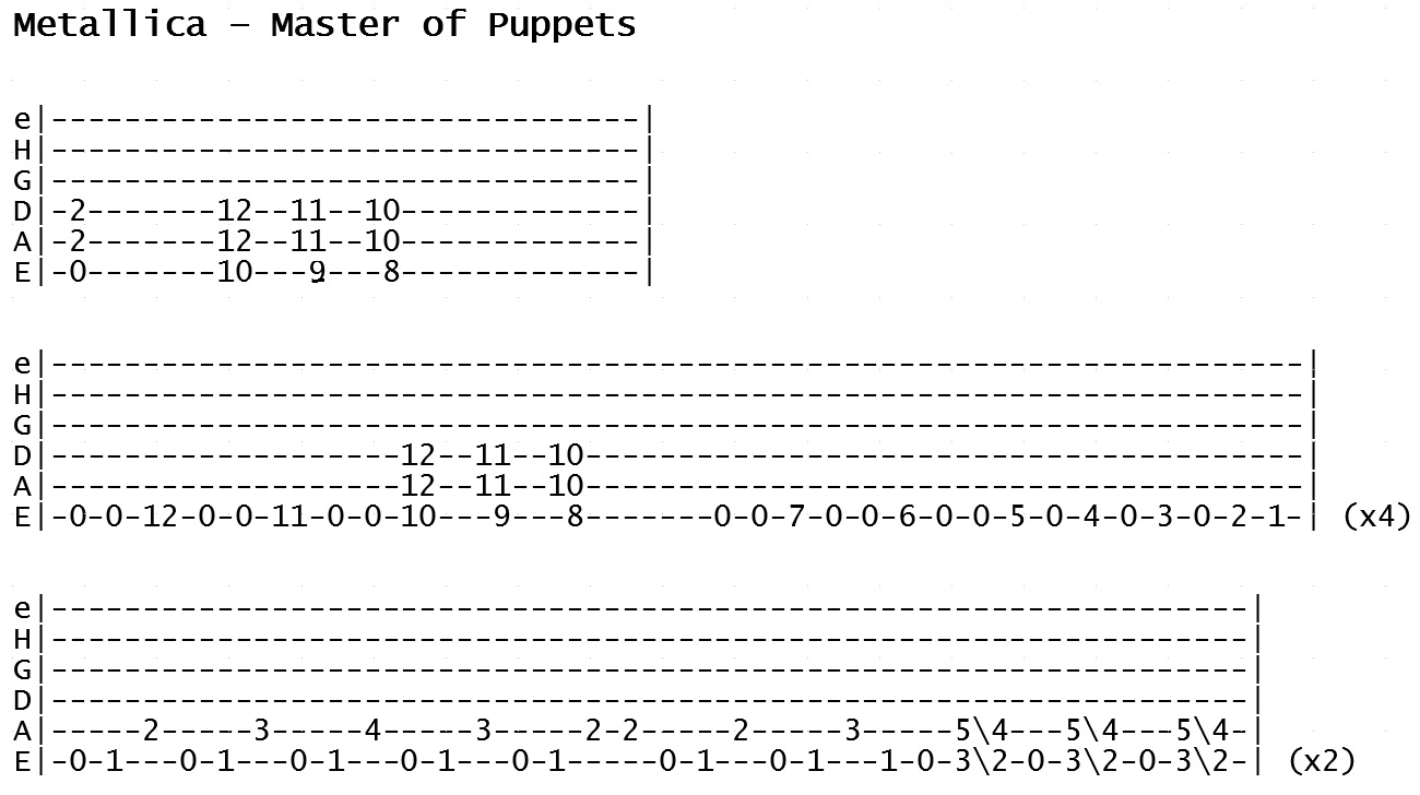 Metallica - Master of Puppets (Tab)