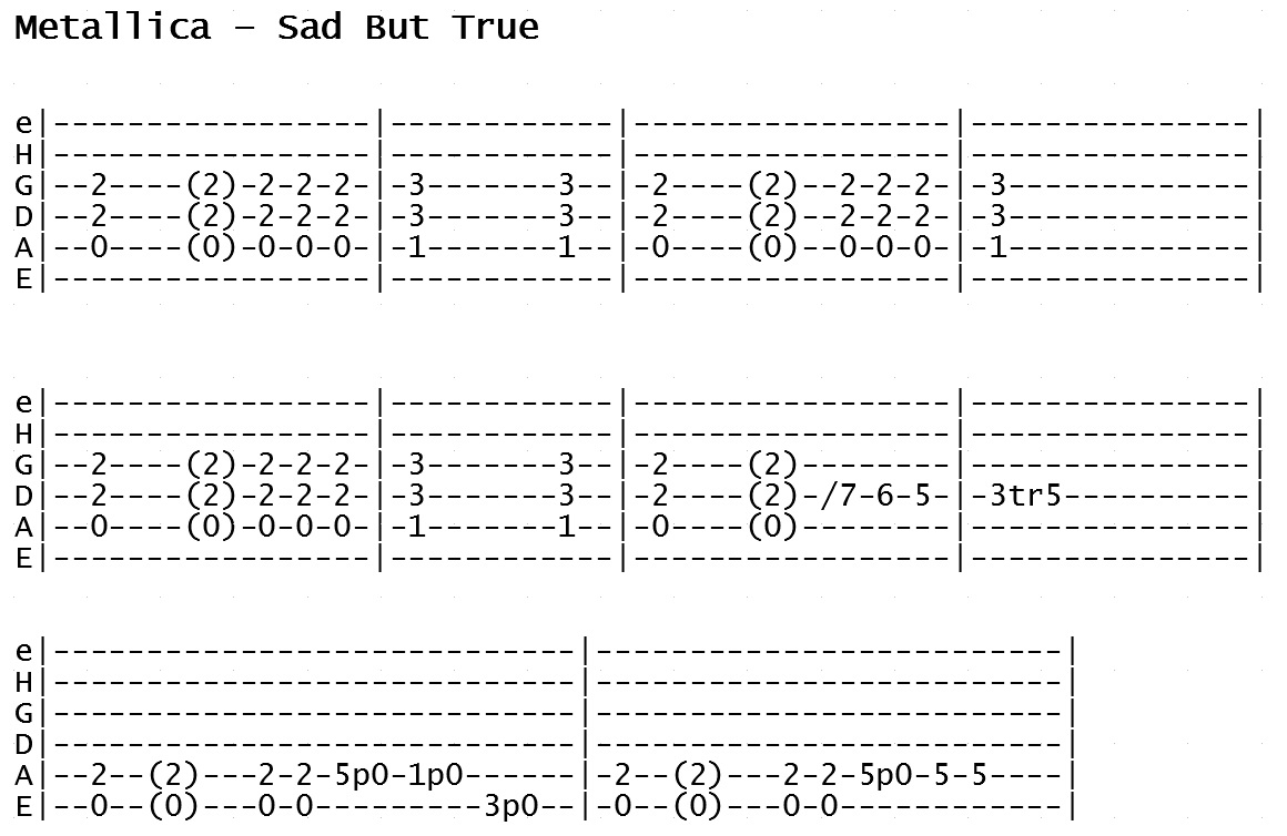 Metallica - Sad But True (Tab)