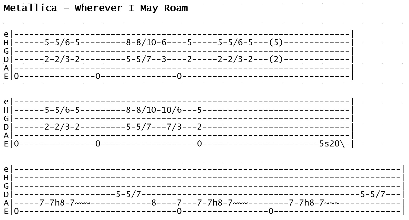 Metallica - Wherever I May Roam (Tab)