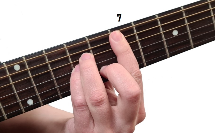 E-Moll-Akkord, Barre A-Saite, Gitarre